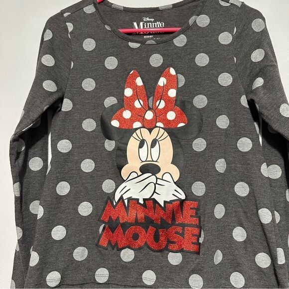 Disney Minnie mouse gray polkadot long sleeve shirt size XL - Picture 2 of 4